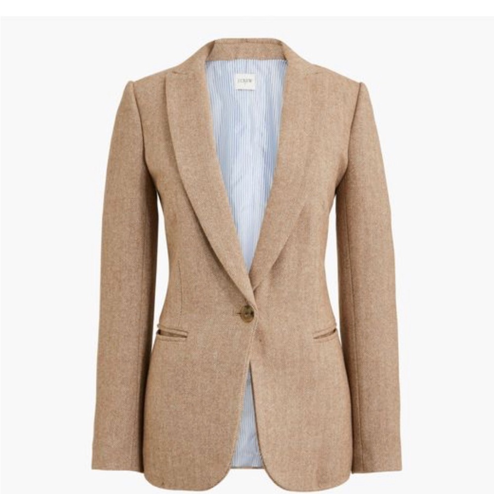 NWOT J Crew Beige Herringbone Wool Blend Holland Blazer